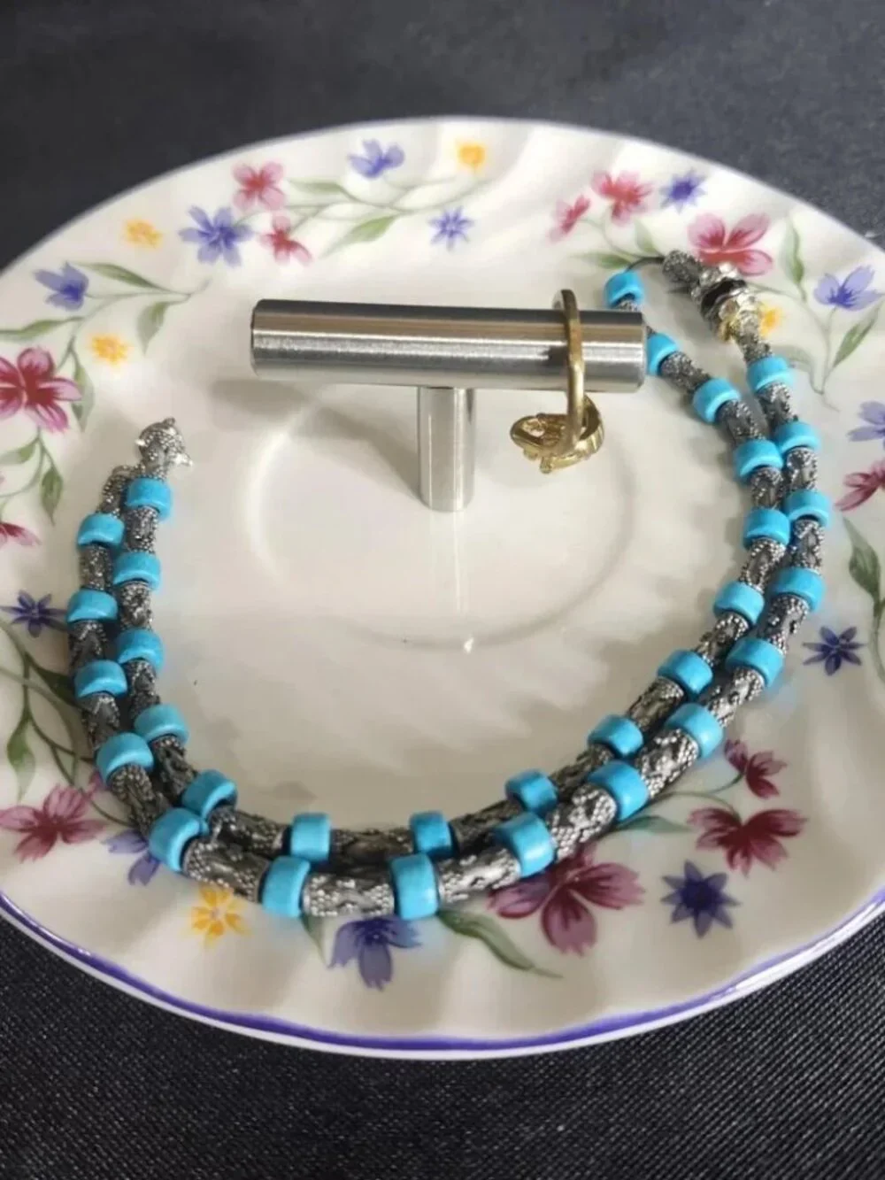 Vintage Floral Jewelry Dish Ring Holder Tray Upcycled Retro Vanity Organizer